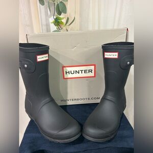 Hunter Original Short Rain Boots Black Womens US 9 Matte Waterproof NIB
